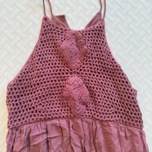 altard state, maxi dress, medium, ombre, crochet top, purple, halter top, boho - Picture 3 of 7